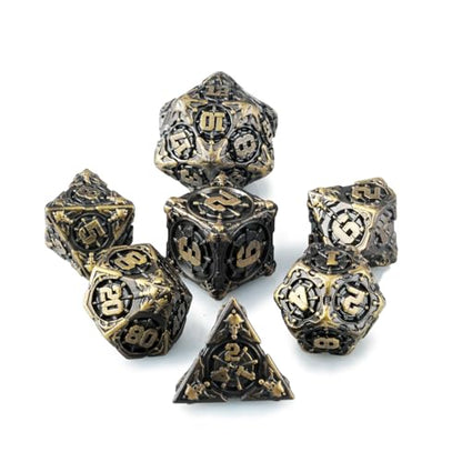 Surpass DND dice Set Metal dice Role Playing Polyhedral Dice Dungeons and Dragons Gifts Pathfinder d&d dice 7piece Set Bronze (Antique Bronze) - color: Antique Bronze