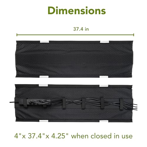 Uprite Ergo/Perfect Posture - Mesh Cable Organizer – Under Desk Cable Management with Adjustable Straps, Flexible Mesh, Easy-Access Design, & Standing Desk Compatible – 37.4” (Black) - color: Black