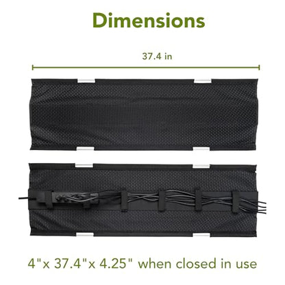 Uprite Ergo/Perfect Posture - Mesh Cable Organizer – Under Desk Cable Management with Adjustable Straps, Flexible Mesh, Easy-Access Design, & Standing Desk Compatible – 37.4” (Black) - color: Black