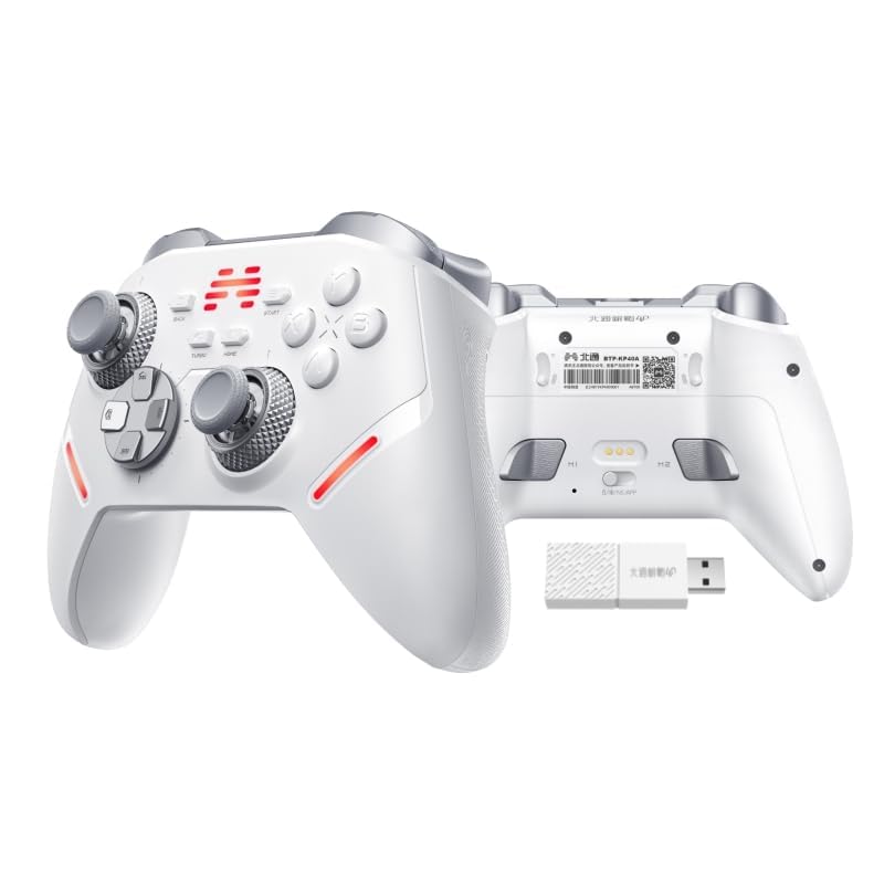 BEITONG KP40 Elite Controller with Adjustable TMR Stick & Trigger White | Force Ajustable TMR Joystick, TMR Triggers, Optical Buttons,1000Hz Polling Rate, 6 Axis, Turbo Control