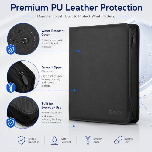 Card Binder 9 Pocket, 900-Card Collecting Binder for Collectors & Players, PU Side-Loading Collectible Trading Card Albums, Acid-Free Archival, MTG Card Holder Binder TCG & Sports Cards - color: 9-Black