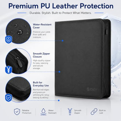 Card Binder 9 Pocket, 900-Card Collecting Binder for Collectors & Players, PU Side-Loading Collectible Trading Card Albums, Acid-Free Archival, MTG Card Holder Binder TCG & Sports Cards - color: 9-Black