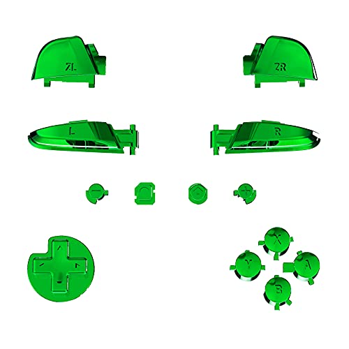 eXtremeRate Chrome Green Repair ABXY D-pad ZR ZL L R Keys for Nintendo Switch Pro Controller, Glossy DIY Replacement Full Set Buttons with Tools for Nintendo Switch Pro - Controller NOT Included - color: Chrome Green