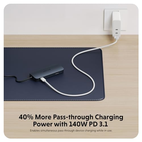 HyperDrive Next 8 Port USB C Hub for Mac, PC, and Chromebook with 4K60Hz HDMI, 2 USB-A, 10Gbps 140W Power Delivery, SD & microSD Card Reader, Ethernet Ports - size: 8 Port USB-C Hub with 2x USB-A