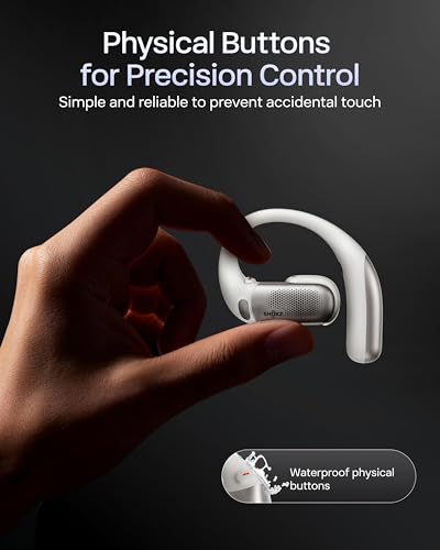 SHOKZ OpenFit Pro Open-Ear Earbuds with Noise Reduction, Dolby Atmos, White | Bundle with Gym Bag; Deep Bass, 50H Playtime, AI call clarity; Bluetooth 6.1; IP55 Secure all-day fit; Gym/Office/Cafe use - color: White