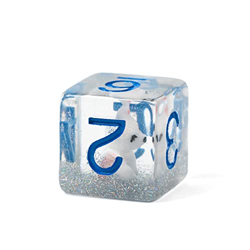 Cusdie 7-Die Dice DND, Polyhedral Dice Set Filled with Animal, for Role Playing Game D&D Dice (White Fox) - color: White Fox