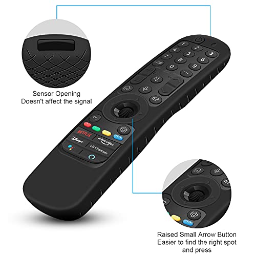 Silicone Case for LG AN-MR21GA / AN-MR22GA Remote Control [Shockproof] Anti-Slip Protective Cover for LG MR23GA MR24GN Magic Remote Case Sleeve Holder Protector Skin (Black) - color: Black