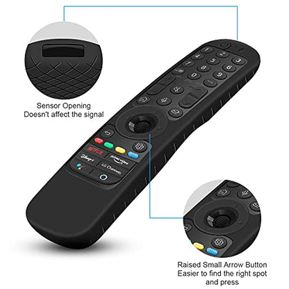 Silicone Case for LG AN-MR21GA / AN-MR22GA Remote Control [Shockproof] Anti-Slip Protective Cover for LG MR23GA MR24GN Magic Remote Case Sleeve Holder Protector Skin (Black) - color: Black