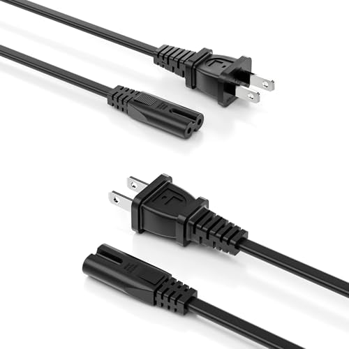 Superer 2 Pack 8 ft AC Power Cord Cable Fit for Sony PS5 PS4 PS3 Slim PlayStation 5 4 3, Xbox Series X/S, Xbox One X/S, TV, Printer, Speaker, Universal IEC C7 2 Prong Replacement Cables, ETL Listed - size: 8 Ft, style: 2 Pack
