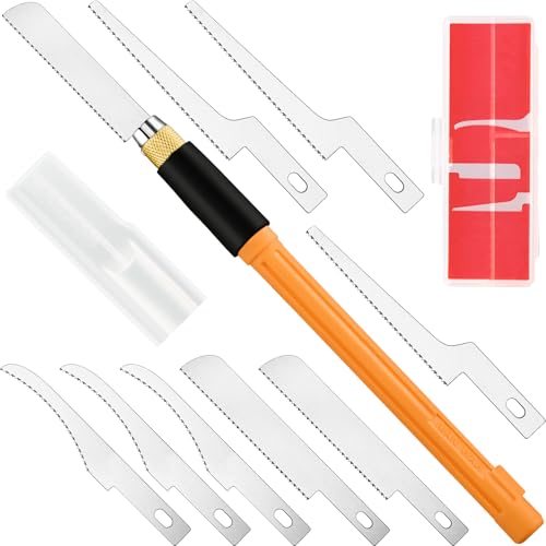 Honoson Mini Hand Saw Model Tools Small Hobby Saw Blades Kit with 9 Tiny Razor Hacksaw Blades for Miniatures, Modeling, DIY Crafts, Plastic Models, Wood (Yellow,Style 1) - color: Yellow, style: Style 1