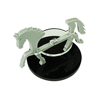 LITKO Horse Mount | Compatible with D&D & Pathfinder | 40mm Round | Grey | Turns a 30mm (1.25-inch) hero into a saddled rider | Large base | Includes steed + clear acrylic base | Glue assembly - color: Grey, style: 40mm Circular Base