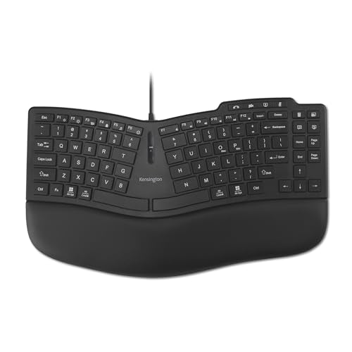 Kensington Pro Fit Ergo KB675 EQ TKL Wired Keyboard, USB-A Connection, Ergonomic Curved Design, Programmable Keys (K75497NA)