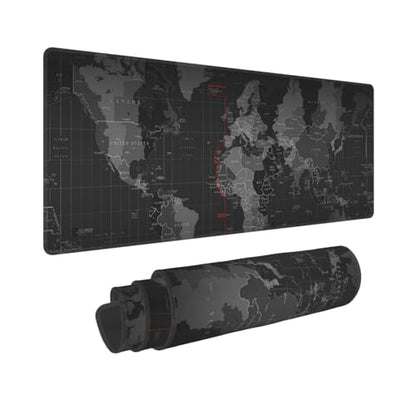 Large Gaming Mouse Pad Desk Mat, World Map Extended Keyboard Mouse Pad Mousepad with Non-Slip Base and Stitched Edge Mouse Mat Desk Pad Mouse Pads for Desk Home Office, 31.5 x 11.8 - color: World Map