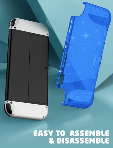 Mumba Case for Nintendo Switch OLED 2021 [Thunderbolt Series] Clear Protection with Ergonomic TPU Handle Compatible with New Switch OLED 7 inch Console and Joy-Con (Blue) - color: Blue
