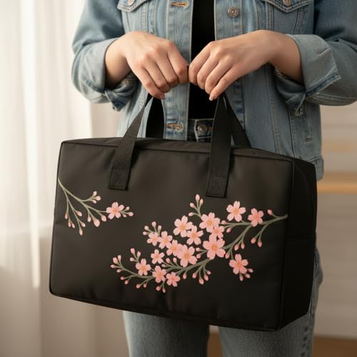 American Mahjong Set Complete, Full Game with 166 Mahjong Tiles, Mahjong Racks with Pushers, Instructions, Dice, Chips, Wind Indicator & Mahjong Accessories in Mahjong Bag (Cherry Blossom) - color: Cherry Blossom