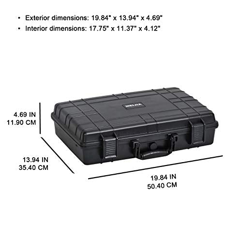 MEIJIA Waterproof Hard Camera Case,Hard Laptop Case,Hard Case with Customizable Fit Foam Included,Fit for Laptops,camera,lens(Black, 19.78"X13.93"X4.68") - size: 19.78"X13.93"X4.68"