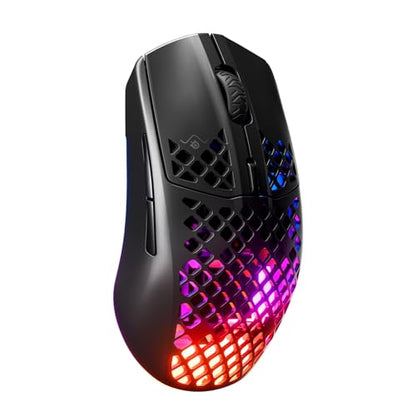 SteelSeries Aerox 3 Wireless - Holey RGB Gaming Mouse - Ultra-lightweight Water Resistant Design - 18K DPI TrueMove Air Optical Sensor- Onyx - color: Onyx, style: Gen 1