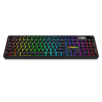 Redragon K762 Wireless Gasket Gaming Keyboard w/Hype Screen & Knob, 104 Keys Mechanical Keyboard, Easy-Control 1.14’’ TFT Info Display, 5-Layer Noise Dampening, Round PBT Keycaps, Custom Linear Switch - color: Essential Black, size: 104 Keys