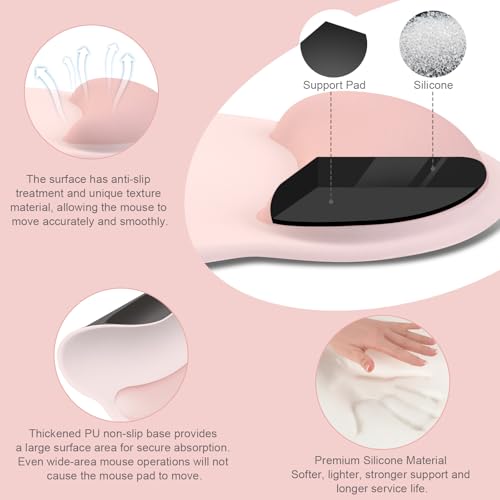 MOSISO Wrist Rest for Mouse Pad Set, Large Gaming Deskpad, Baby Pink | Circle Curved Mousepad&Keyboard Wrist Rest&Coaster, Ergonomic Non-Slip Mousepad&Easy Typing Pad with Silicone Lining - color: Baby Pink