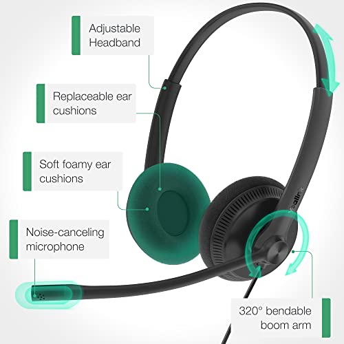 Yealink UH34 Lite Wired Headset,USB-A, Noise Canceling Mic,in-Line Controls | Stereo Headphones,Teams/Zoom Certified, Plug & Play for PC/Laptop/IP Phone, Call Center, Office, Online Meeting, Ultra Light