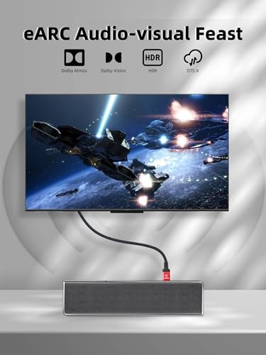 SKW 8K@60 Long HDMI Cable 16.4FT/5M, 48Gbps 2.1 High Speed Gaming HDMI Cord 4K120 144Hz RTX 3090 eARC HDCP 2.2&2.3 Compatible for PS5, SoundBar, AVR, UHD TV - size: 16.4ft/5m