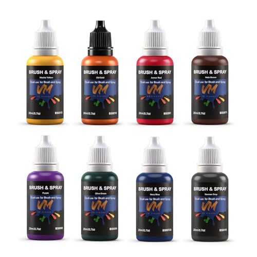 VM Water-Based Wargame Colors Miniature Paint Set -8 Bottles x 20ml (0.67 fl.oz.) Figurine Acrylic Paint Kit, Citadel Paint Set,Plastic Model Painting for Brush and Airbrush (Game Color Set 8 Bottles) - color: Game Color Set 8 Bottles