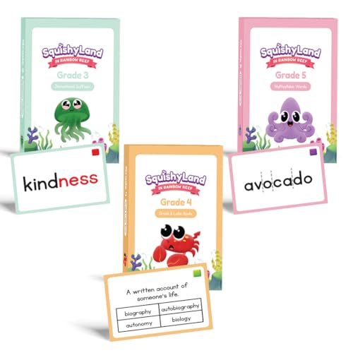 The Fidget Game SquishyLand Expansion Card Packs, Grades 3 to 5 | Literacy Skill Flash Cards, Reading Cards on Syllables, Suffixes, and Roots, Multisensory Game for Classroom & Home