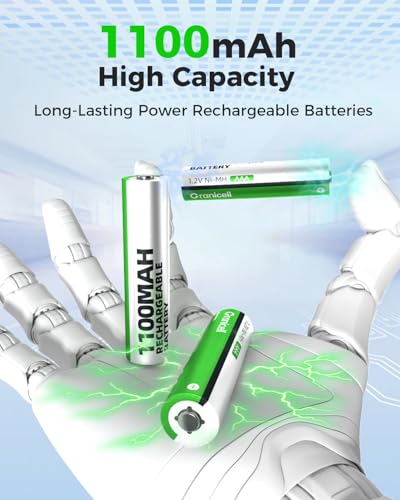 Granicell 8 Sets NiMH 4 Pack AA & 4 Pack AAA Rechargeable Batteries | 1.2V for Blink Cameras, Smart Locks Alarms & Tech Devices|10-Year Life Leak-Proof, Extreme-Temp Resistant - size: AA&AAA-4