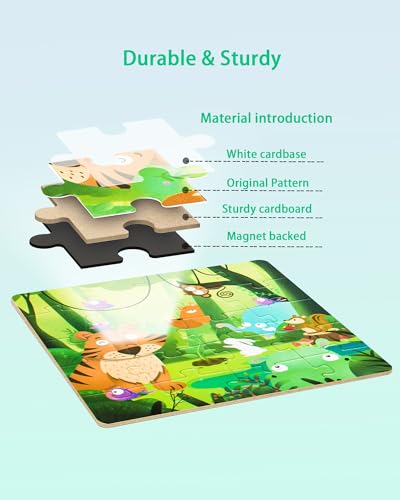 Magnetic Puzzles for Kids Ages 3-5, 3 in 1 Animal Magnet Jigsaw Puzzle Book for Toddlers, Car Airplane Road Trip Activities Toys for 3 4 5 6 Year Old Girls Birthday (Animal) - style: Level 3 Animal
