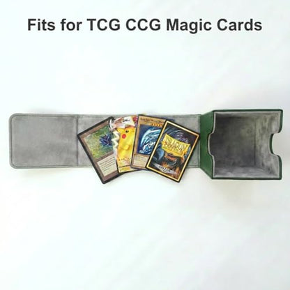 Dmoicols Vertical Deck Box Plus Version, Large Trading Card Case Fits 100+ Double Sleeved Cards, Premium Leather TCG Storage for MTG Commander, Pokémon, TCG, CCG, Magnetic Closure-Green - color: VP Green