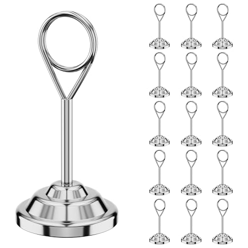 Urban Deco 16 Pieces Table Card Holder Place Card Holders 4 inches Steel Card Holders for Photos, Food Signs, Memo Notes, Weddings, Restaurants, Birthdays (Silver Round) - color: Silver Round