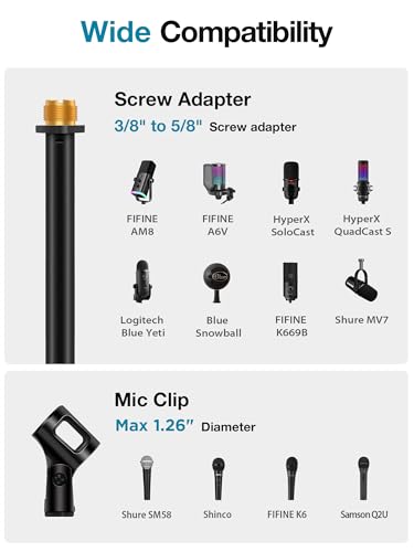 InnoGear 66.34" Mic Stand Microphone Stand Floor Weighted Base for Singing | Height Adjustable, Detachable, Portable for Travel, Stable Base, Work with Blue Yeti Shure SM58 Samson Q2U Fifine K669B - style: Screw Knob 39“ - 66"