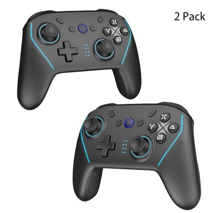 NBCP X6 2 Pack Wireless Bluetooth Pro Controller Compatible with Nintendo Switch Controller For Switch 2 Controller, PC, Android, iOS - 6-Axis Gyro,Dual 4-Level Vibration, Anti-Drift Joysticks, Turbo, 2 Programmable Buttons, Wake-Up,Screenshot - color: Bl