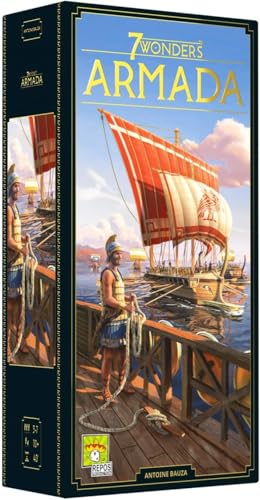 Asmodee 7 Wonders Armada Board Game EXPANSION - Conquer the Seas and Explore Distant Isles, Civilization Strategy Game for Kids and Adults, Ages 10+, 3-7 Players, 40 Min Playtime | Command powerful fleets and dominate the seas with naval strategy. Ages 10