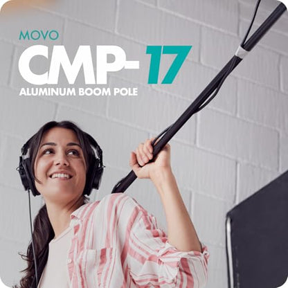 Movo CMP-17 Professional 9.8' Aluminum Boom Pole for Shotgun Microphones – Compatible with Rode NTG Series, Sennheiser MKE600, Audio-Technica AT875R & More