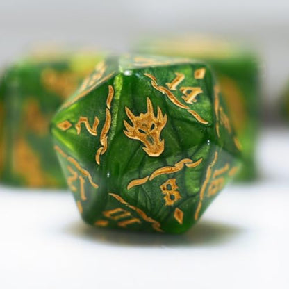 generic dice Set for Dungeon and Dragons D&D MTG 7-Die RPG Polyhedral Dice ，D20 D12 D10 D8 D6 D4 D%(Green), Greener - color: Greener
