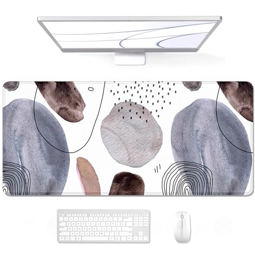 Auhoahsil Large Mouse Pad, XXL Gaming Mousepad, Desk Mat for Desktop, Thick Rubber, Big & Long Size, Stitched Edges, Full Desk Pad for Laptop & Computer, Extended 31.5 x 11.8 in, Watercolor Stone - color: 08 Watercolor Stone, size: 31.5L x 11.8W inches