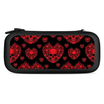 Travel Handheld Carrying Case for Switch, Red Skull Travel Storage Holder with Mesh Pocket, Hard Shell Protective Bag with 15 Game Cartridges - color: Design (339)