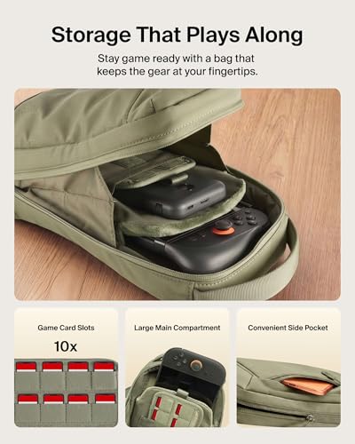 Belkin Nintendo Switch 2 Carrying Case, Sling Crossbody Travel Bag, Fits Up to 2 Pro Controllers with 10 Game Cartridge Slots, Soft Interior & Lightweight Protective Gaming Pouch, Switch 2 Accessories - color: Olive
