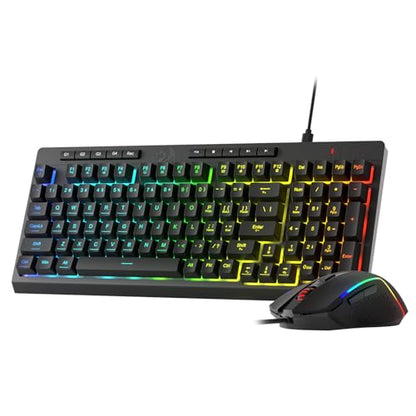 Redragon S141 Combo, K515 Membrane Gaming Keyboard + M616 10000 DPI Mouse | 4 On-the-Fly Combos, Mechanical-Feel Linear Quiet Typing, 6-Button Precision Control, Detachable Wrist Rest, PRO Software - color: S141