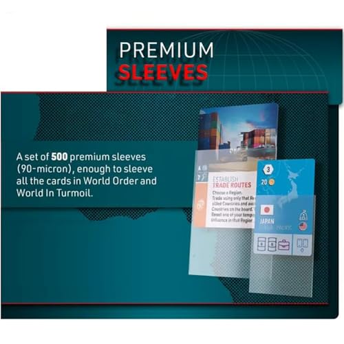 World Order: 500 Premium Sleeves - Clear Card Protectors, 90 Micron Thickness, Cover Base Board Game & Expansion Cards, Tabletop Add-On Accessory - style: 500 Premium Sleeves