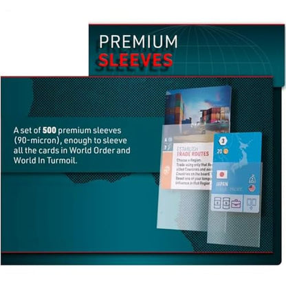 World Order: 500 Premium Sleeves - Clear Card Protectors, 90 Micron Thickness, Cover Base Board Game & Expansion Cards, Tabletop Add-On Accessory - style: 500 Premium Sleeves