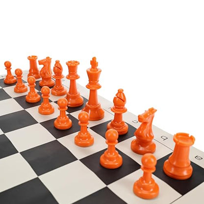 WE Games Color Bright Plastic Staunton Tournament Chess Pieces with 3.75 in. King - Half Chess Set of Chess Pieces Only, Orange - color: Orange