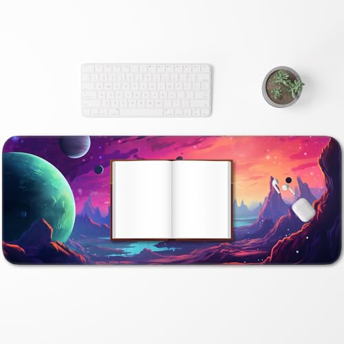 Gaming Mouse Pad, Non-Slip Rubber Base, Stitched Edges, 31.5x11.8 Inch Large Mouse Pad for Desk, Computer, Laptop, Office, (Planet Universe) - color: Cosmic Color