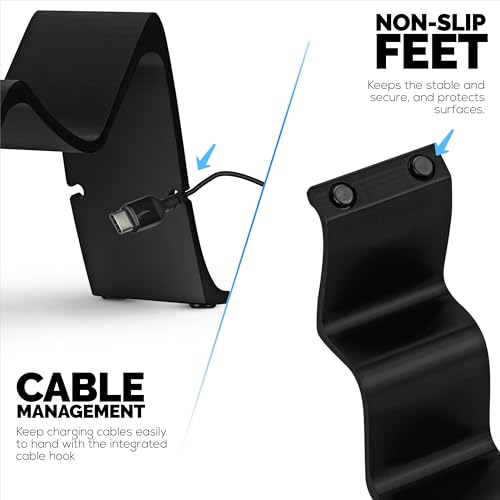 Desktop Dual Game Controller Stand Holder – Stylish, Minimal Wave Design, Suitable for PS5, Xbox, Switch, PC & Retro Gamepads - color: black/silver