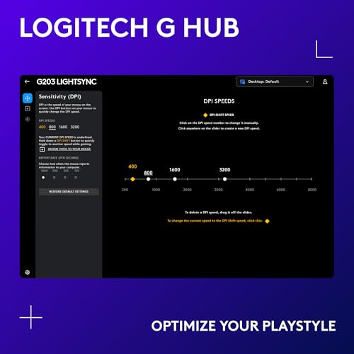 Logitech G203 Wired Gaming Mouse - Blue | LIGHTSYNC RGB, On-Board Memory, 6 Programmable Buttons, Compabile with PC/Mac - color: Blue