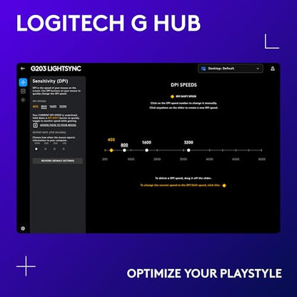Logitech G203 Wired Gaming Mouse - Lilac | LIGHTSYNC RGB, On-Board Memory, 6 Programmable Buttons, Compabile with PC/Mac - color: Lilac