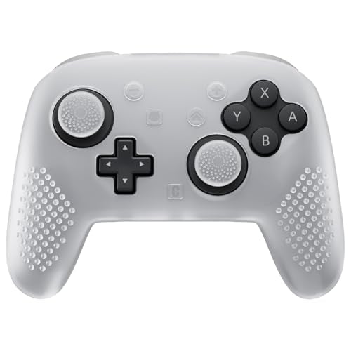 PlayVital Silicone Cover Skin for Nintendo Switch 2 Pro Controller – 3D Studded Edition Anti-Slip Grip Protector Case for Switch 2 Pro with Back Button Cap & Thumb Grips - Clear White - color: Clear White