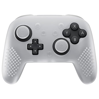 PlayVital Silicone Cover Skin for Nintendo Switch 2 Pro Controller – 3D Studded Edition Anti-Slip Grip Protector Case for Switch 2 Pro with Back Button Cap & Thumb Grips - Clear White - color: Clear White