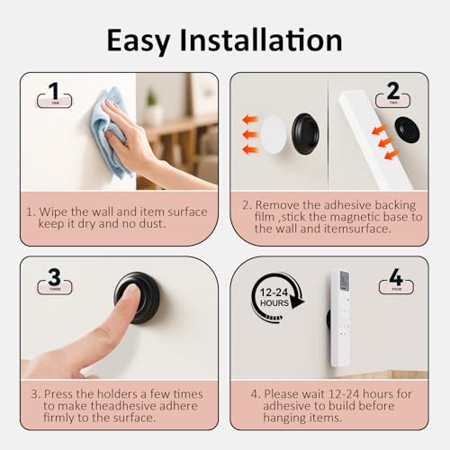 Magnetic Remote Control Holder Wall Mount for TV Fan Air Conditioner 6 Pack | Upgraded Silicone Remote Caddy, Self-Adhesive Wall Mount, 360° Rotation, Home Office Remotes Control Organizer Storage - color: Round 6 Pack